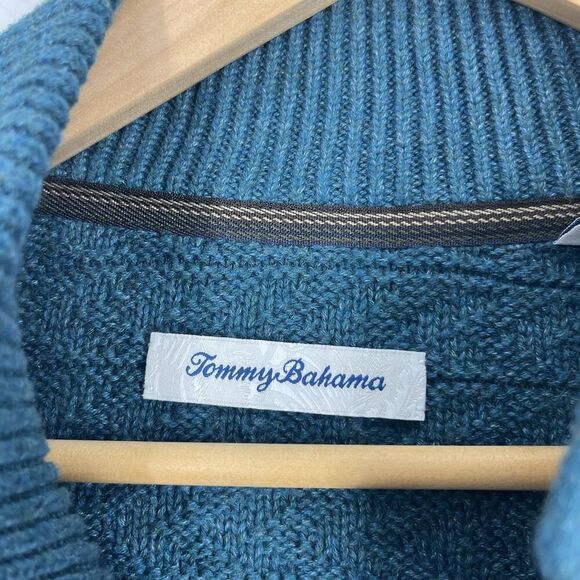 Tommy Bahama Sweater Size XL Mens Seaway Teal Sorrento Beach Button Mock Henley - Picture 3 of 8